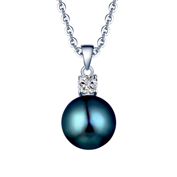 Tahitian Black Pearl Sterling Silver Necklace - Picture 2 of 6
